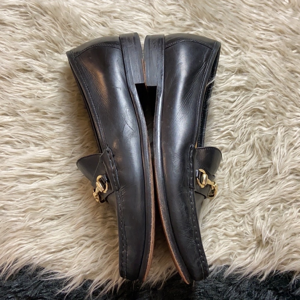 Cole Haan Black Leather Loafers with Gold Accents - Picture 6 of 8